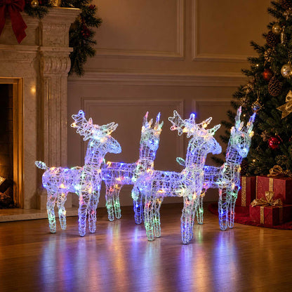 vidaXL Christmas Reindeers 4 pcs Multicolour 160 LEDs Acrylic - 43 x 11 x 55 cm