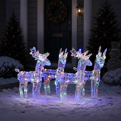 vidaXL Christmas Reindeers 4 pcs Multicolour 160 LEDs Acrylic - 43 x 11 x 55 cm