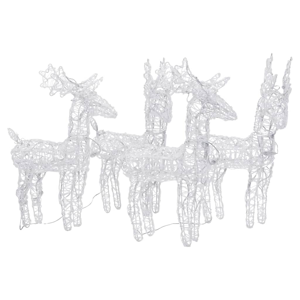 vidaXL Christmas Reindeers 4 pcs Multicolour 160 LEDs Acrylic - 43 x 11 x 55 cm