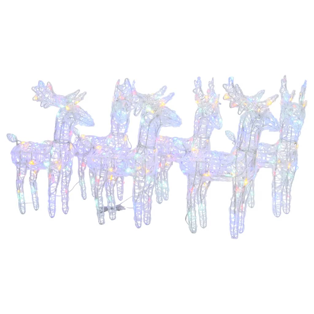 vidaXL Christmas Reindeers 6 pcs Multicolour 240 LEDs Acrylic - 43 x 11 x 55 cm