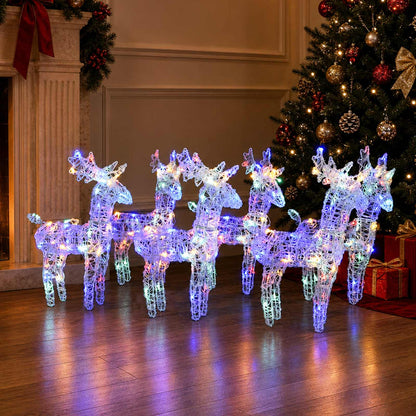 vidaXL Christmas Reindeers 6 pcs Multicolour 240 LEDs Acrylic - 43 x 11 x 55 cm