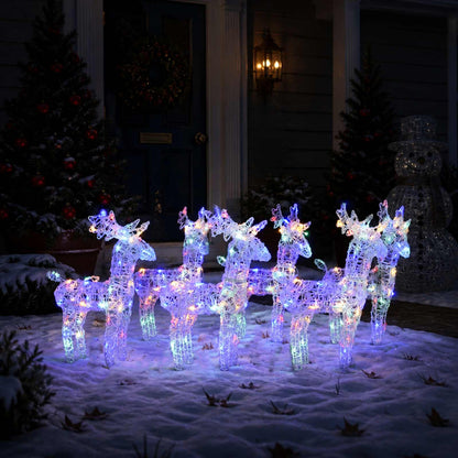 vidaXL Christmas Reindeers 6 pcs Multicolour 240 LEDs Acrylic - 43 x 11 x 55 cm