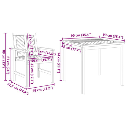 vidaXL Garden Dining Set 5 pcs Brown Solid Acacia Wood - 90 x 90 x 74 cm