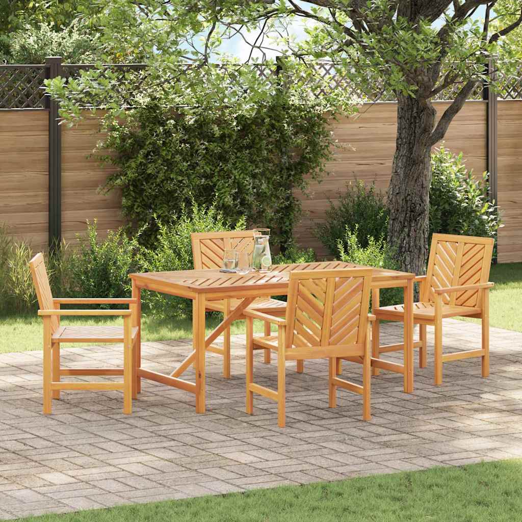 vidaXL Garden Dining Set 5 pcs Brown Solid Acacia Wood - 150 x 90 x 74 cm
