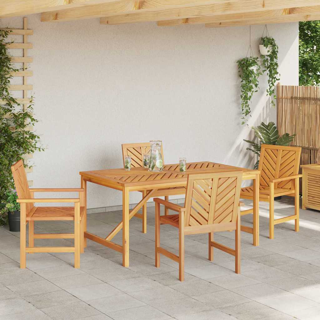 vidaXL Garden Dining Set 5 pcs Brown Solid Acacia Wood - 150 x 90 x 74 cm