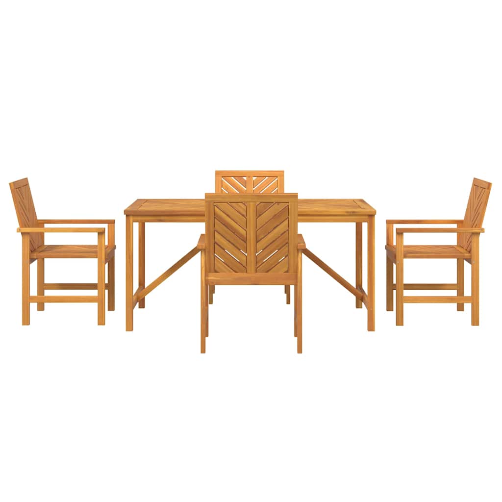 vidaXL Garden Dining Set 5 pcs Brown Solid Acacia Wood - 150 x 90 x 74 cm