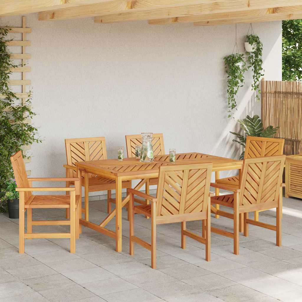 vidaXL Garden Dining Set 7 pcs Brown Solid Acacia Wood - 150 x 90 x 74 cm