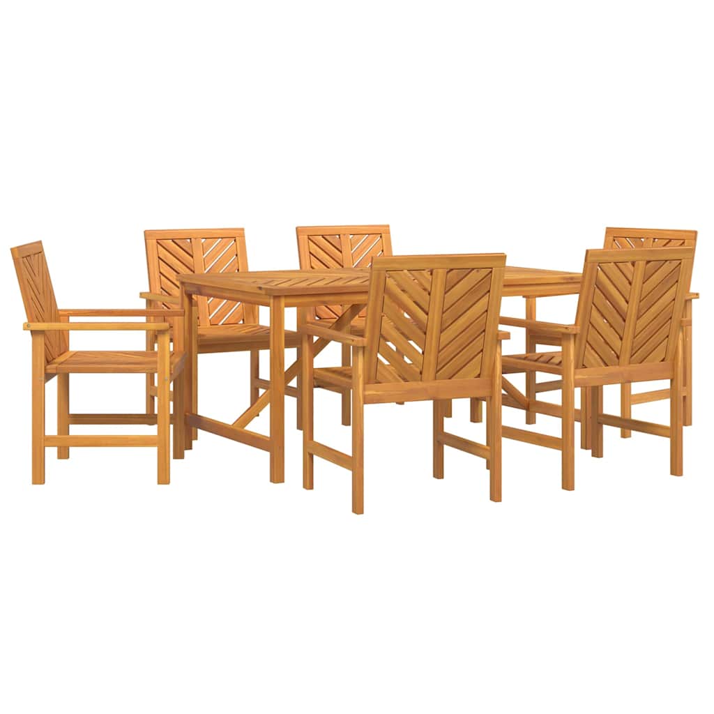 vidaXL Garden Dining Set 7 pcs Brown Solid Acacia Wood - 150 x 90 x 74 cm