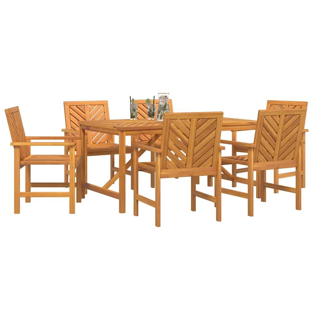 vidaXL Garden Dining Set 7 pcs Brown Solid Acacia Wood - 150 x 90 x 74 cm