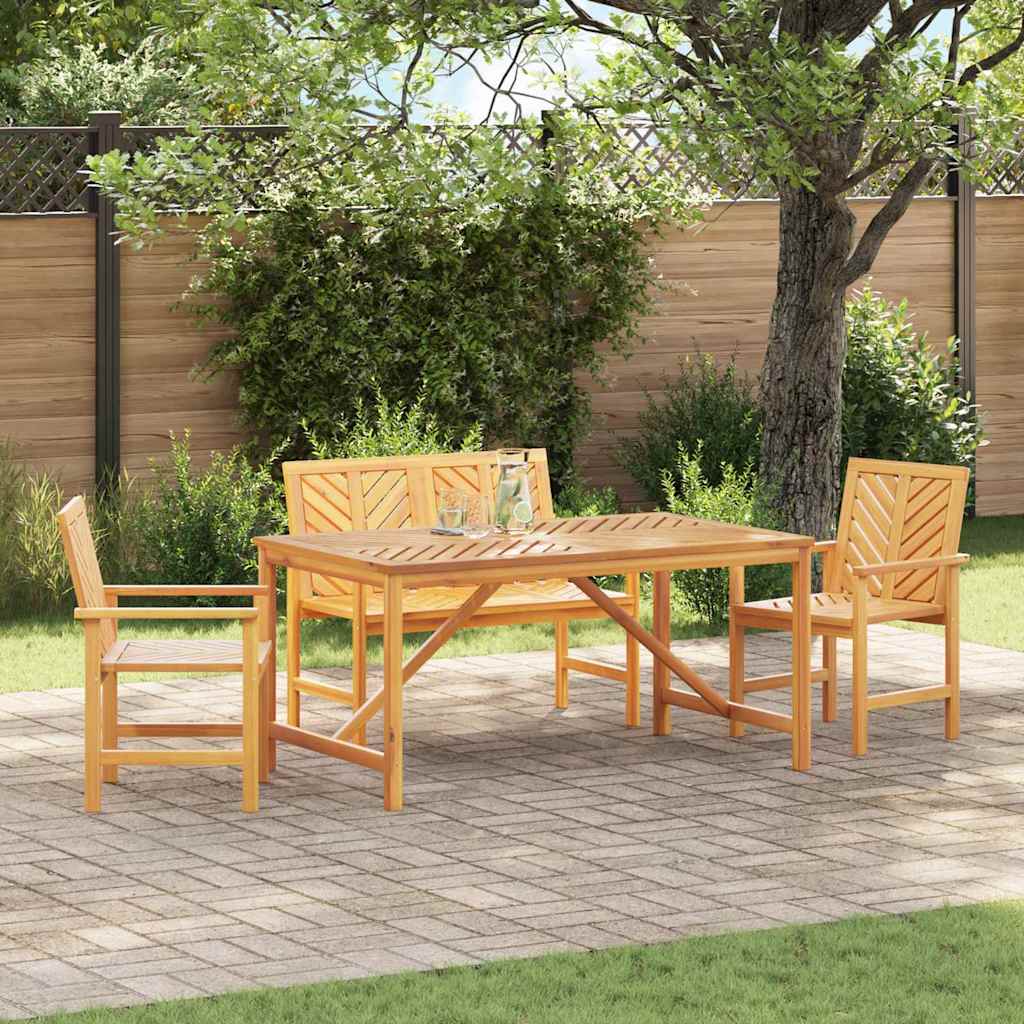 vidaXL Garden Dining Set 4 pcs Brown Solid Acacia Wood - 150 x 90 x 74 cm