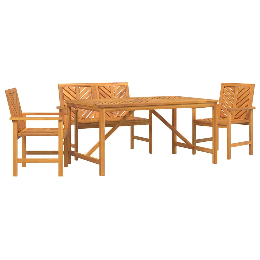 vidaXL Garden Dining Set 4 pcs Brown Solid Acacia Wood - 150 x 90 x 74 cm