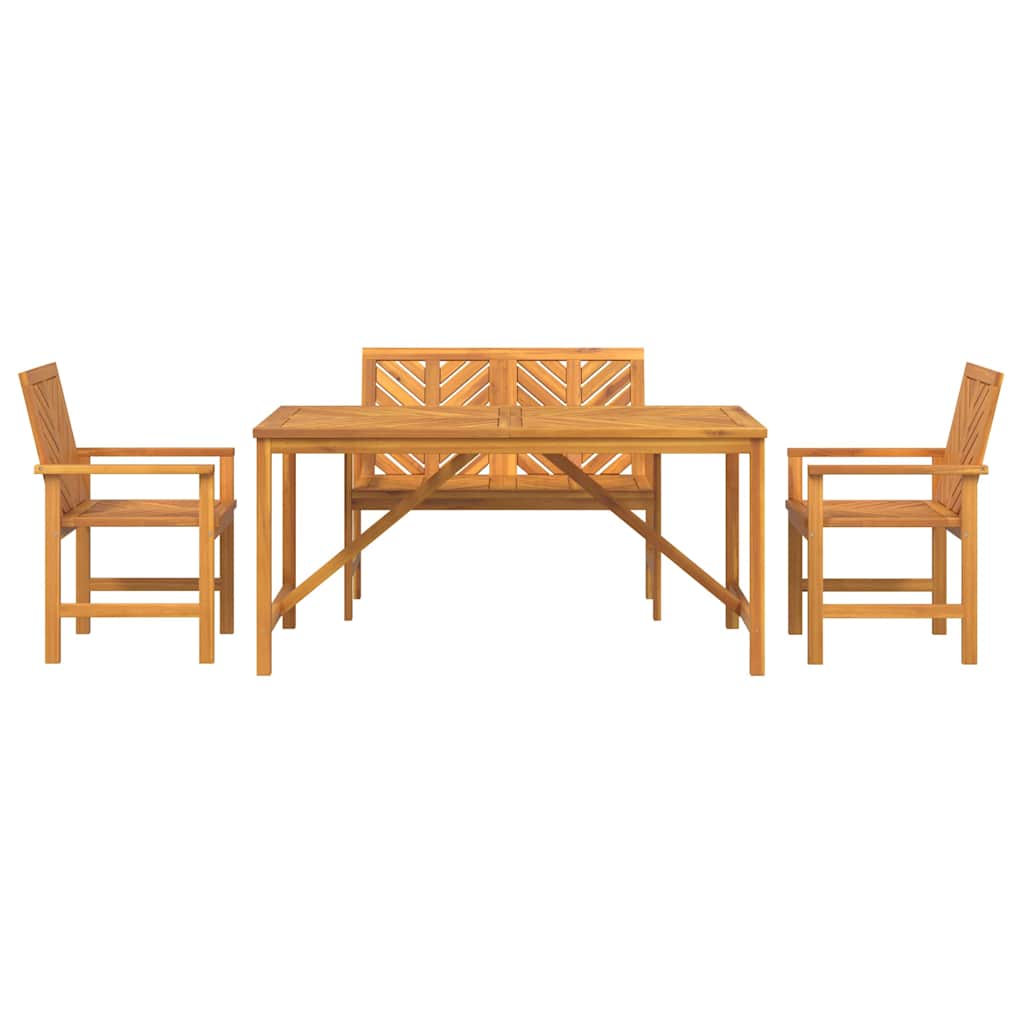 vidaXL Garden Dining Set 4 pcs Brown Solid Acacia Wood - 150 x 90 x 74 cm