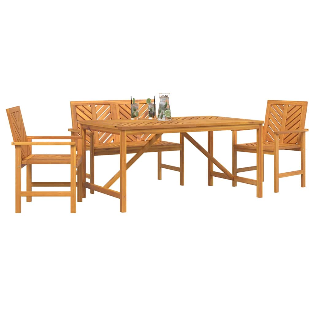 vidaXL Garden Dining Set 4 pcs Brown Solid Acacia Wood - 150 x 90 x 74 cm
