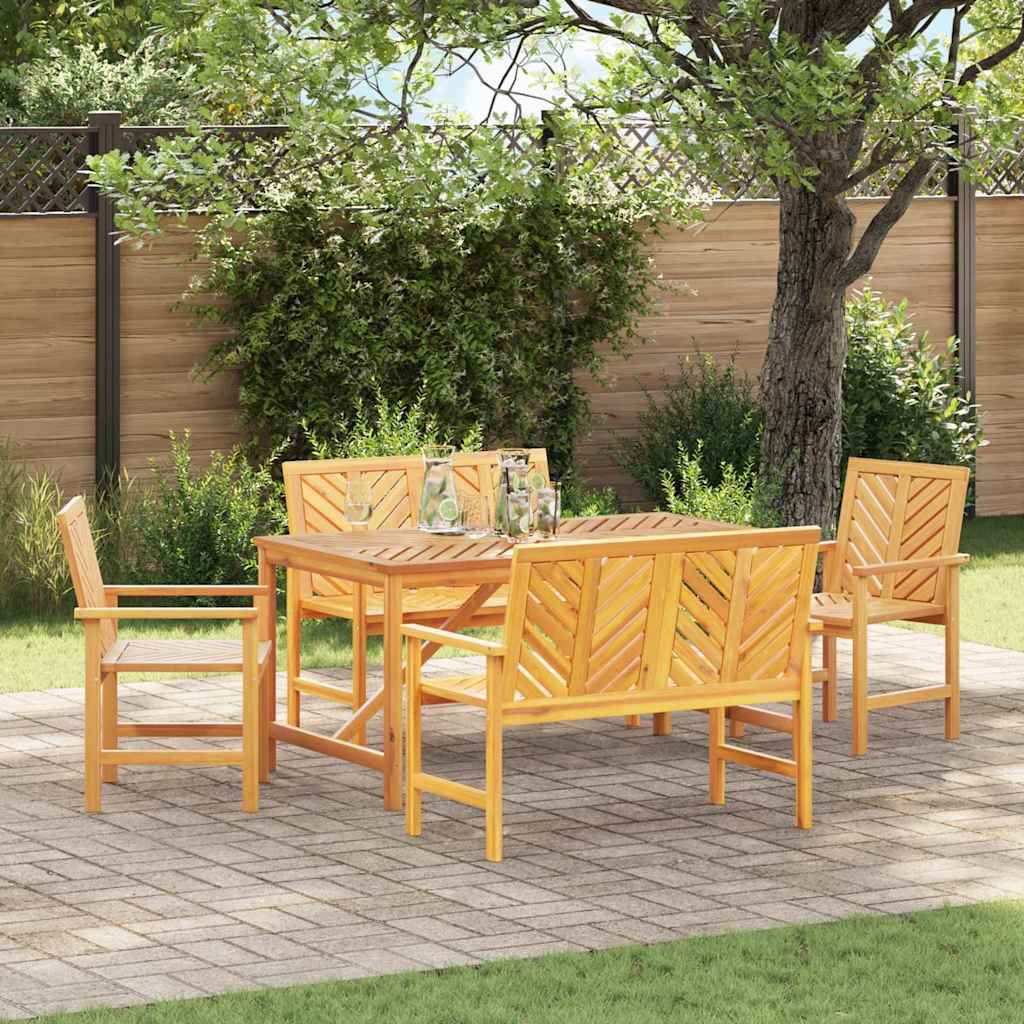 vidaXL Garden Dining Set 5 pcs Brown Solid Acacia Wood - 150 x 90 x 74 cm - 23560