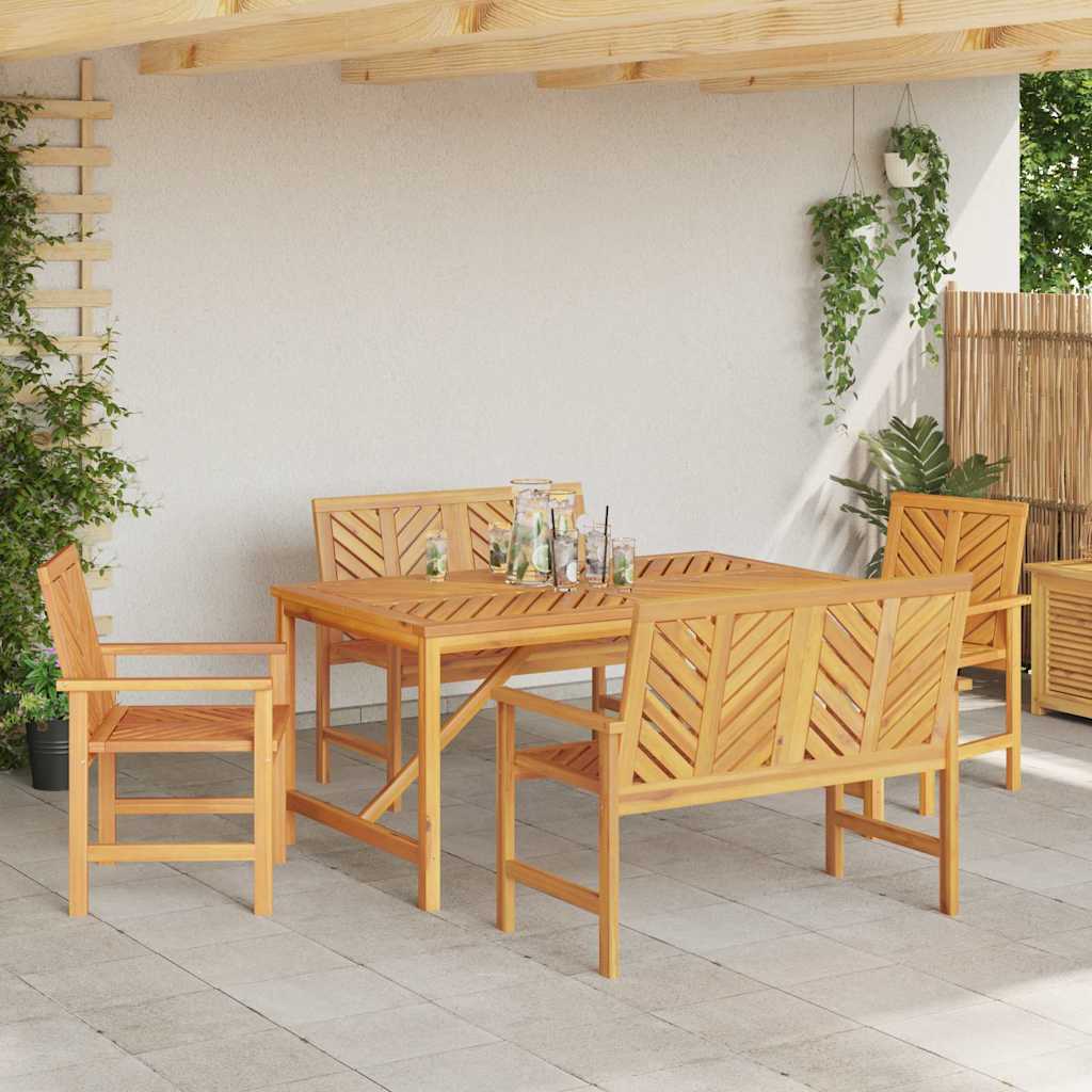 vidaXL Garden Dining Set 5 pcs Brown Solid Acacia Wood - 150 x 90 x 74 cm - 23560