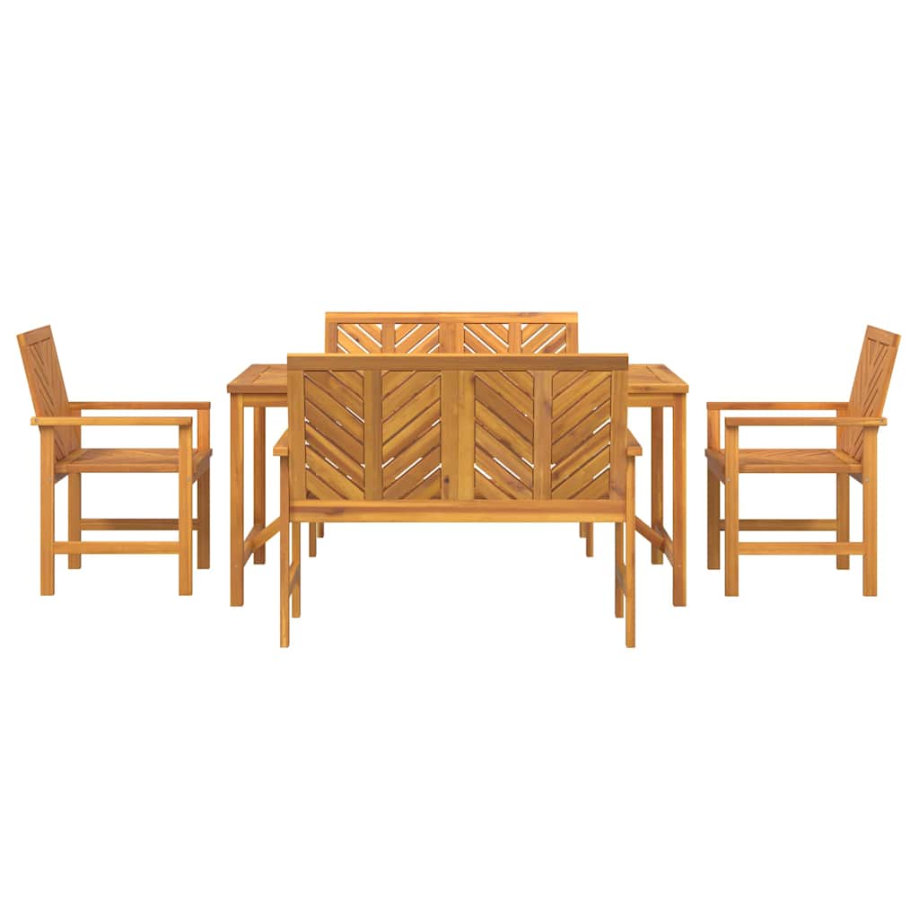 vidaXL Garden Dining Set 5 pcs Brown Solid Acacia Wood - 150 x 90 x 74 cm - 23560