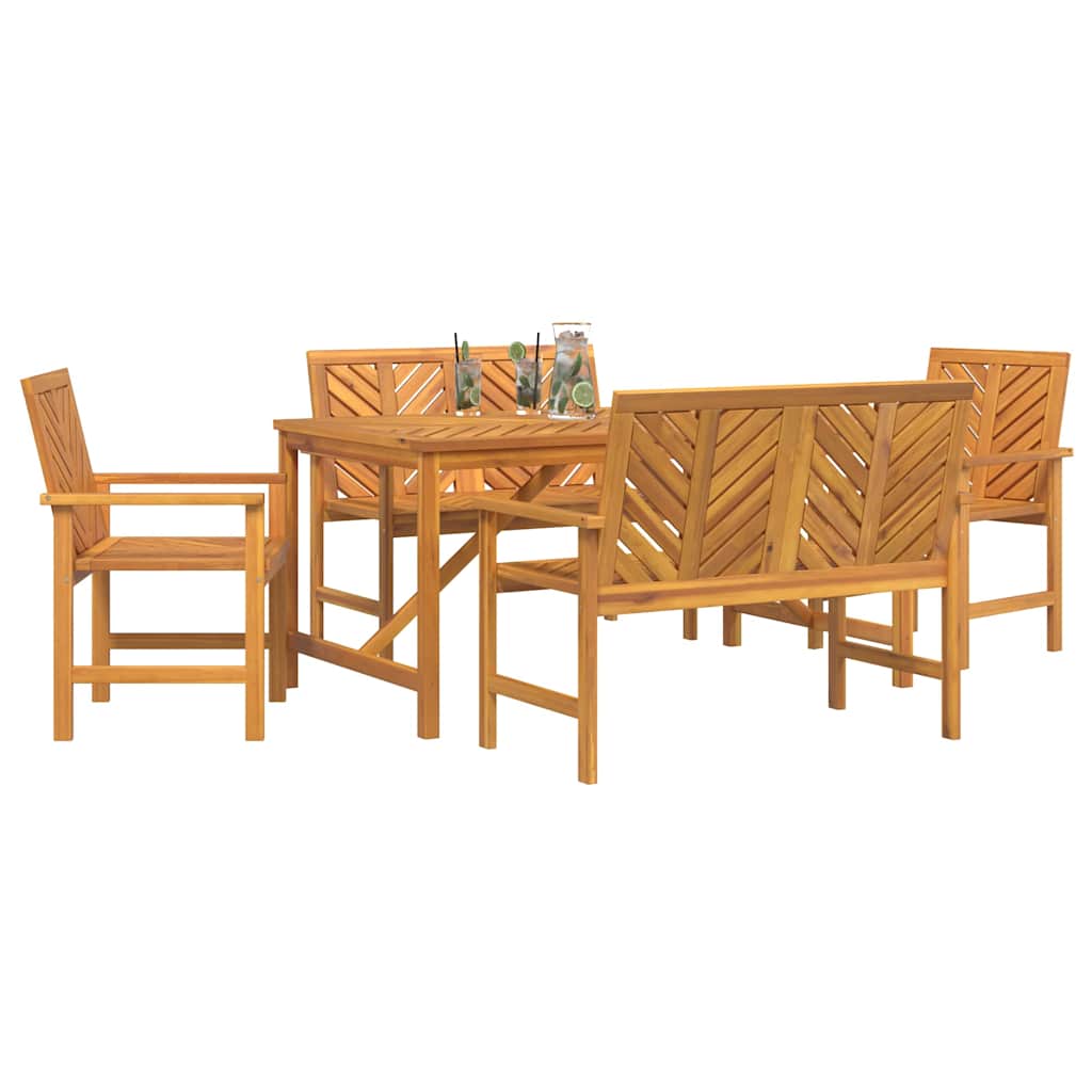 vidaXL Garden Dining Set 5 pcs Brown Solid Acacia Wood - 150 x 90 x 74 cm - 23560
