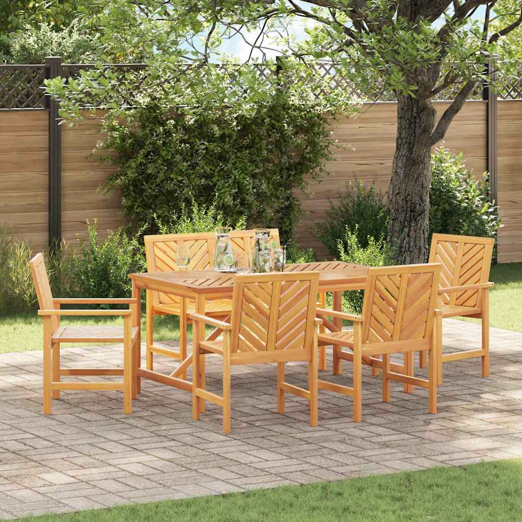 vidaXL Garden Dining Set 6 pcs Brown Solid Acacia Wood - 150 x 90 x 74 cm