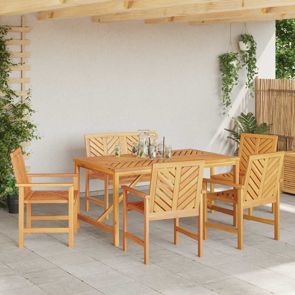 vidaXL Garden Dining Set 6 pcs Brown Solid Acacia Wood - 150 x 90 x 74 cm