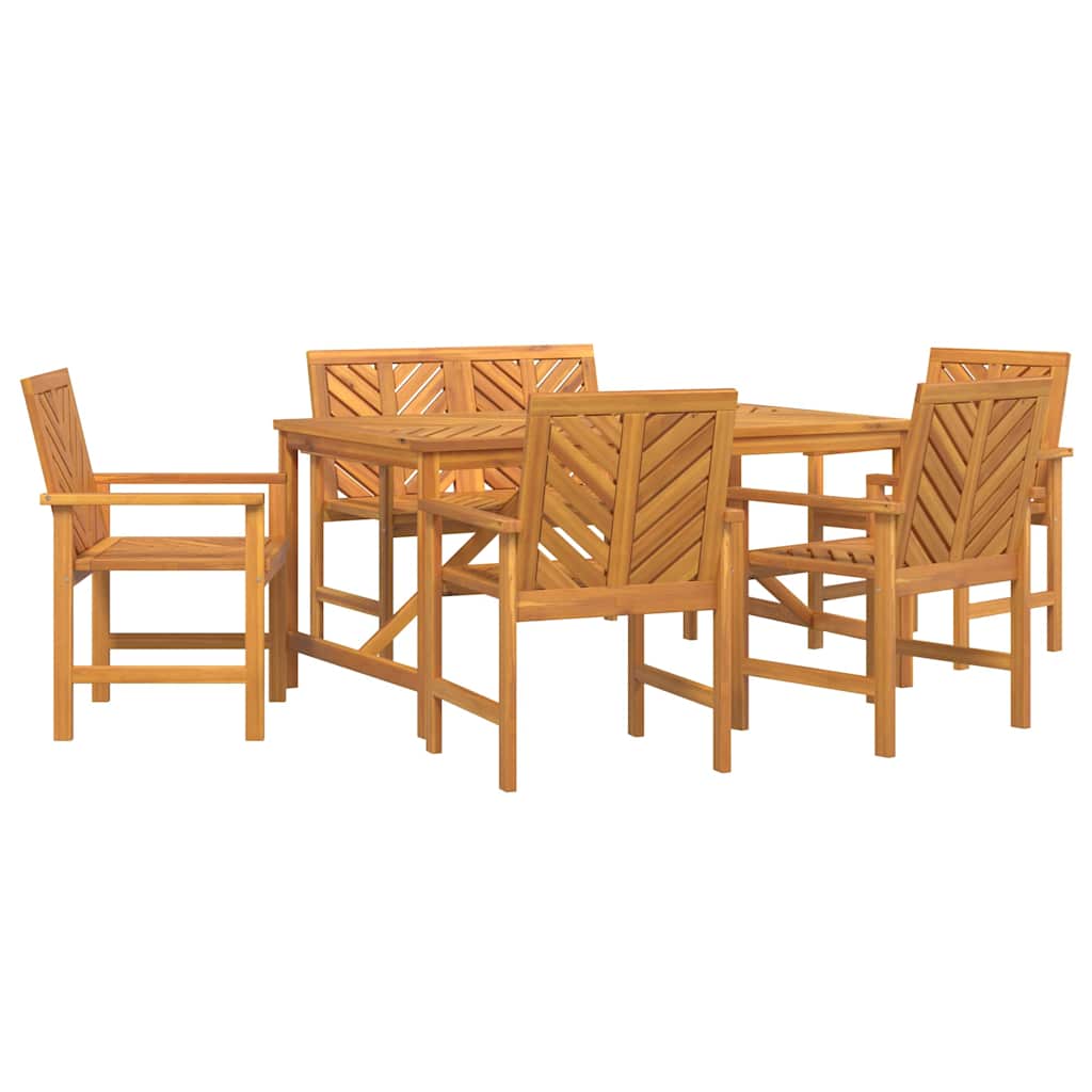 vidaXL Garden Dining Set 6 pcs Brown Solid Acacia Wood - 150 x 90 x 74 cm