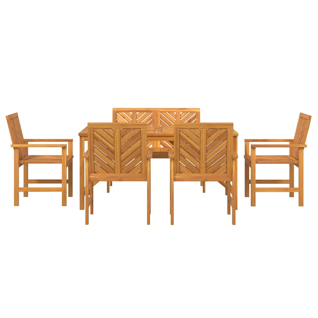vidaXL Garden Dining Set 6 pcs Brown Solid Acacia Wood - 150 x 90 x 74 cm