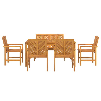 vidaXL Garden Dining Set 6 pcs Brown Solid Acacia Wood - 150 x 90 x 74 cm