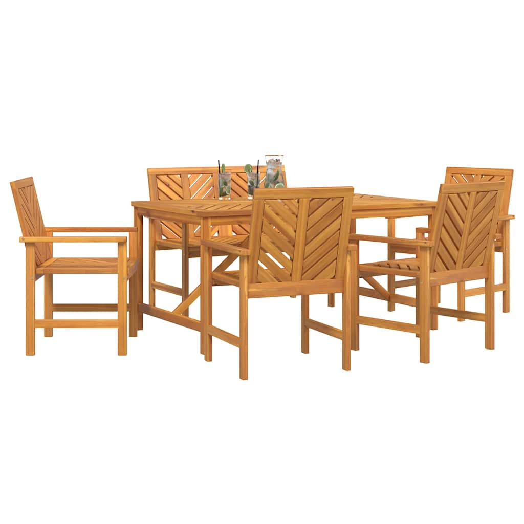 vidaXL Garden Dining Set 6 pcs Brown Solid Acacia Wood - 150 x 90 x 74 cm