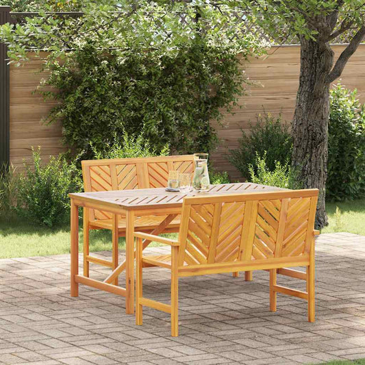 vidaXL Garden Dining Set 3 pcs Brown Solid Acacia Wood - 150 x 90 x 74 cm