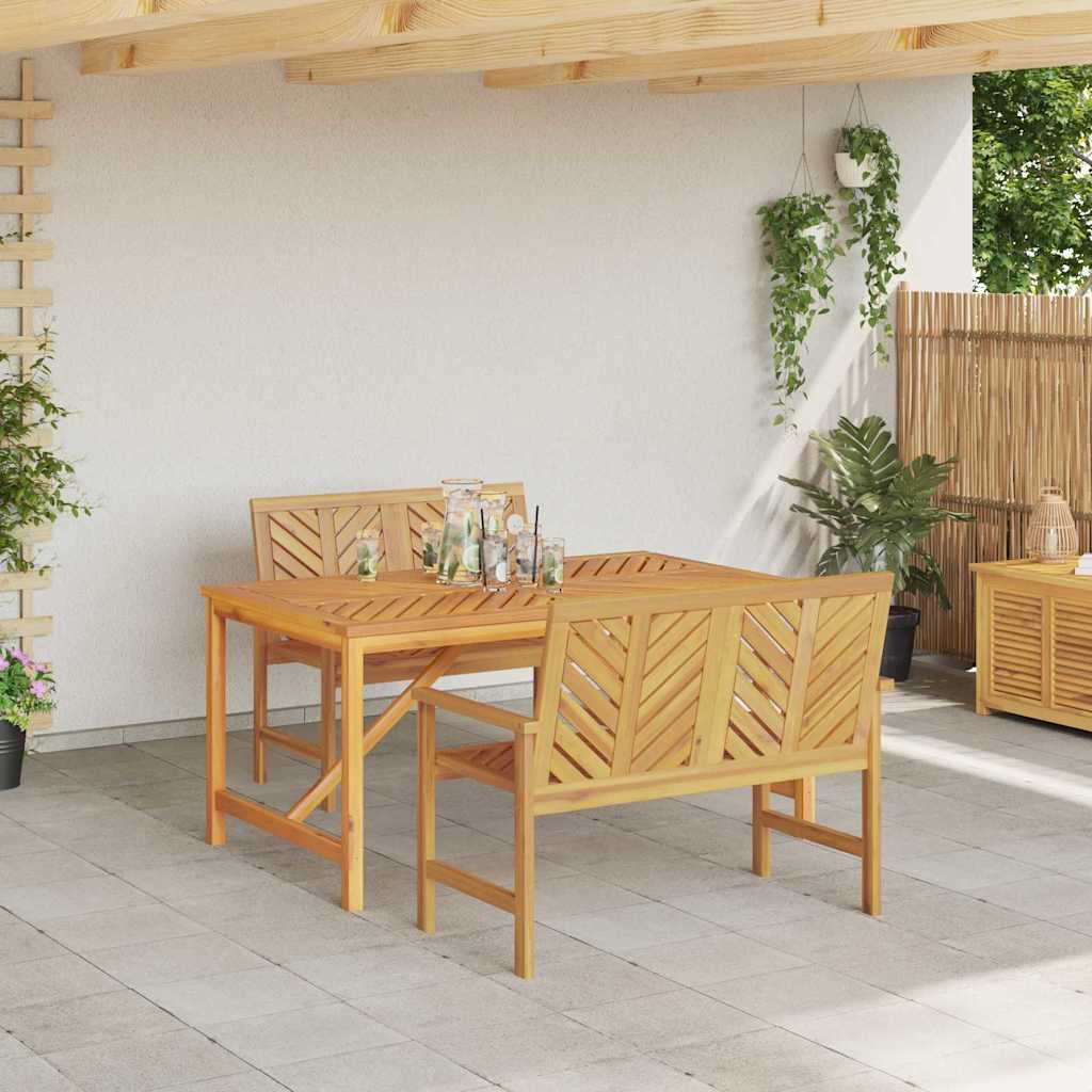 vidaXL Garden Dining Set 3 pcs Brown Solid Acacia Wood - 150 x 90 x 74 cm