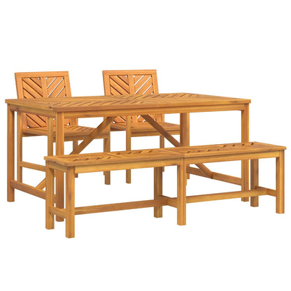 vidaXL Garden Dining Set 4 pcs Brown Solid Acacia Wood - 150 x 90 x 74 cm - 23579