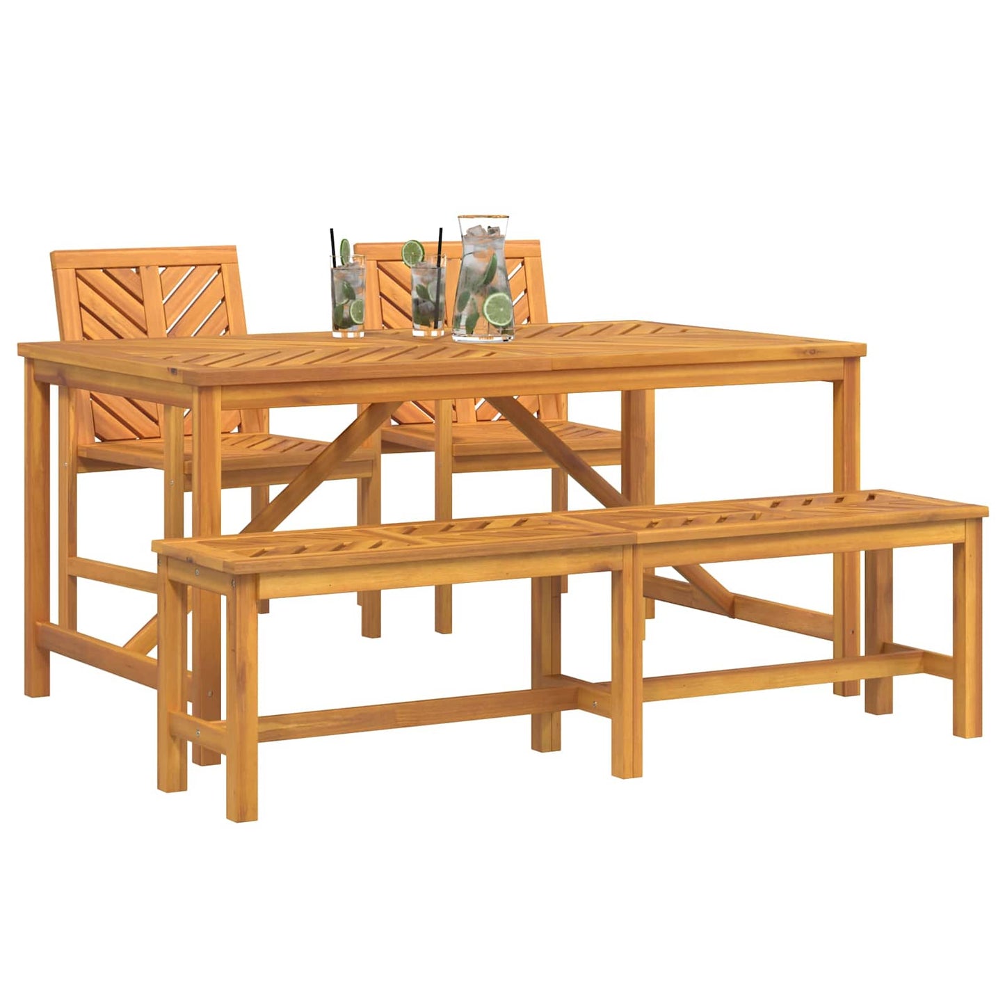vidaXL Garden Dining Set 4 pcs Brown Solid Acacia Wood - 150 x 90 x 74 cm - 23579