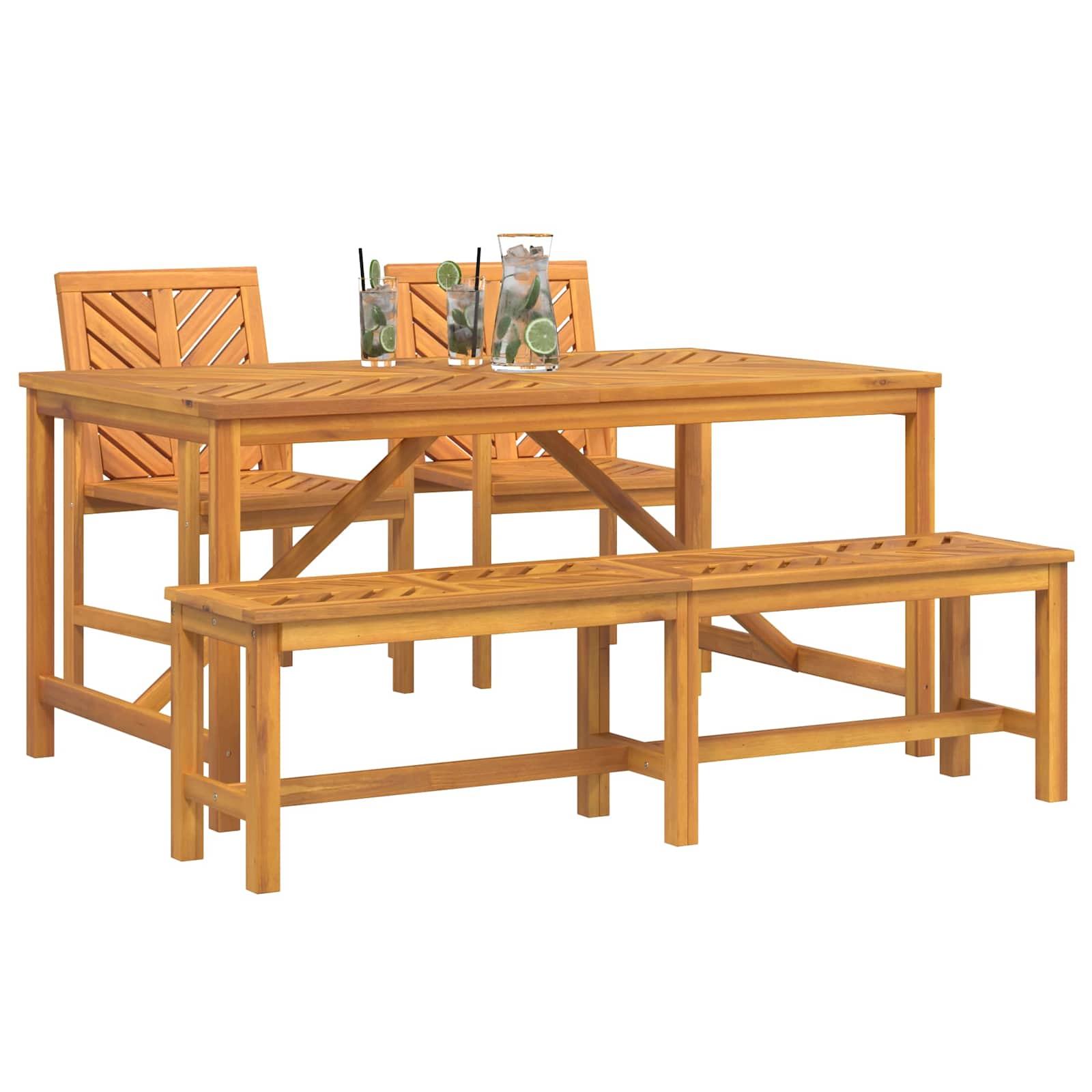 vidaXL Garden Dining Set 4 pcs Brown Solid Acacia Wood - 150 x 90 x 74 cm - 23579