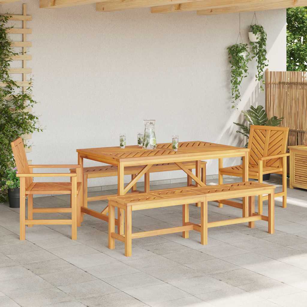 vidaXL Garden Dining Set 5 pcs Brown Solid Acacia Wood - 150 x 90 x 74 cm - 23582