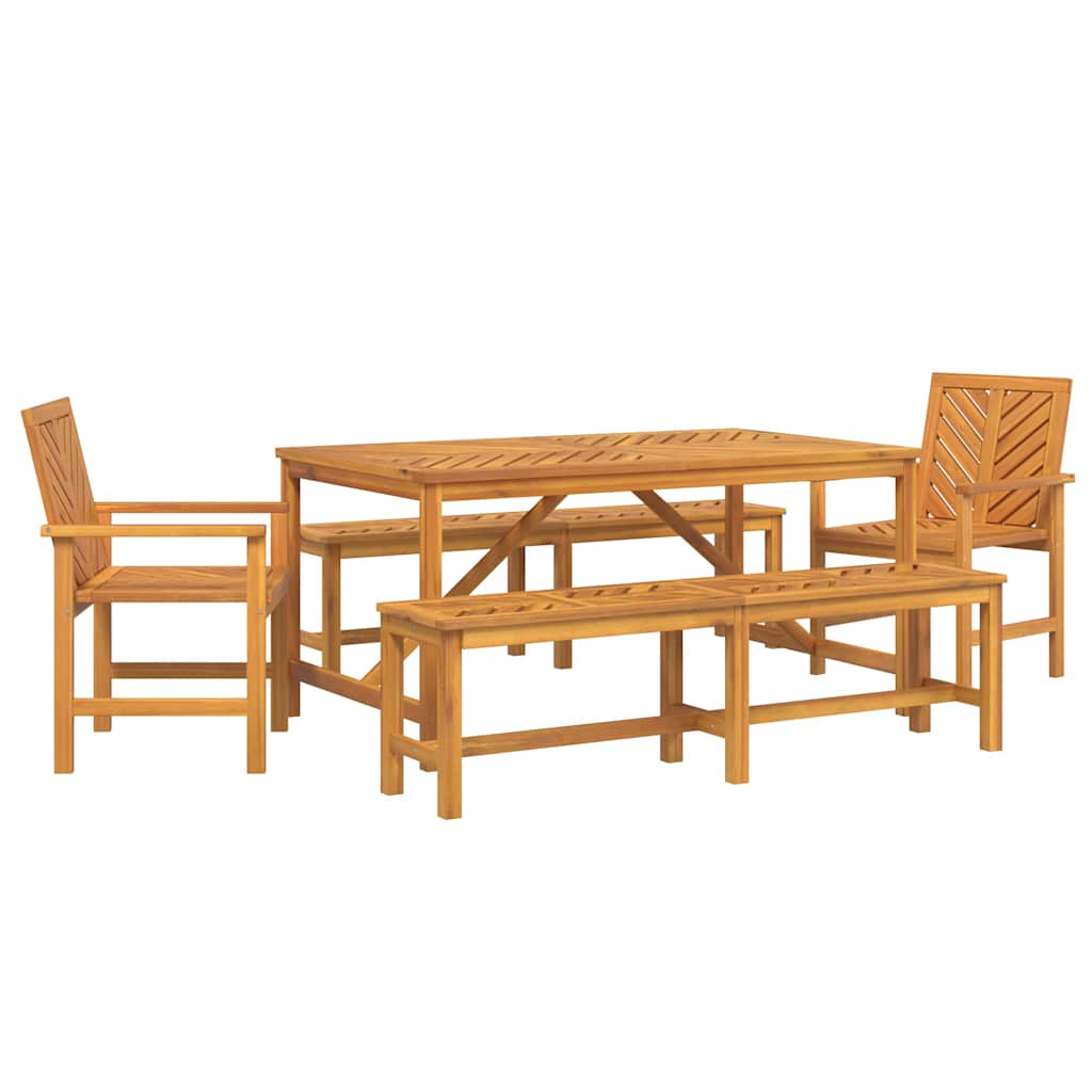 vidaXL Garden Dining Set 5 pcs Brown Solid Acacia Wood - 150 x 90 x 74 cm - 23582