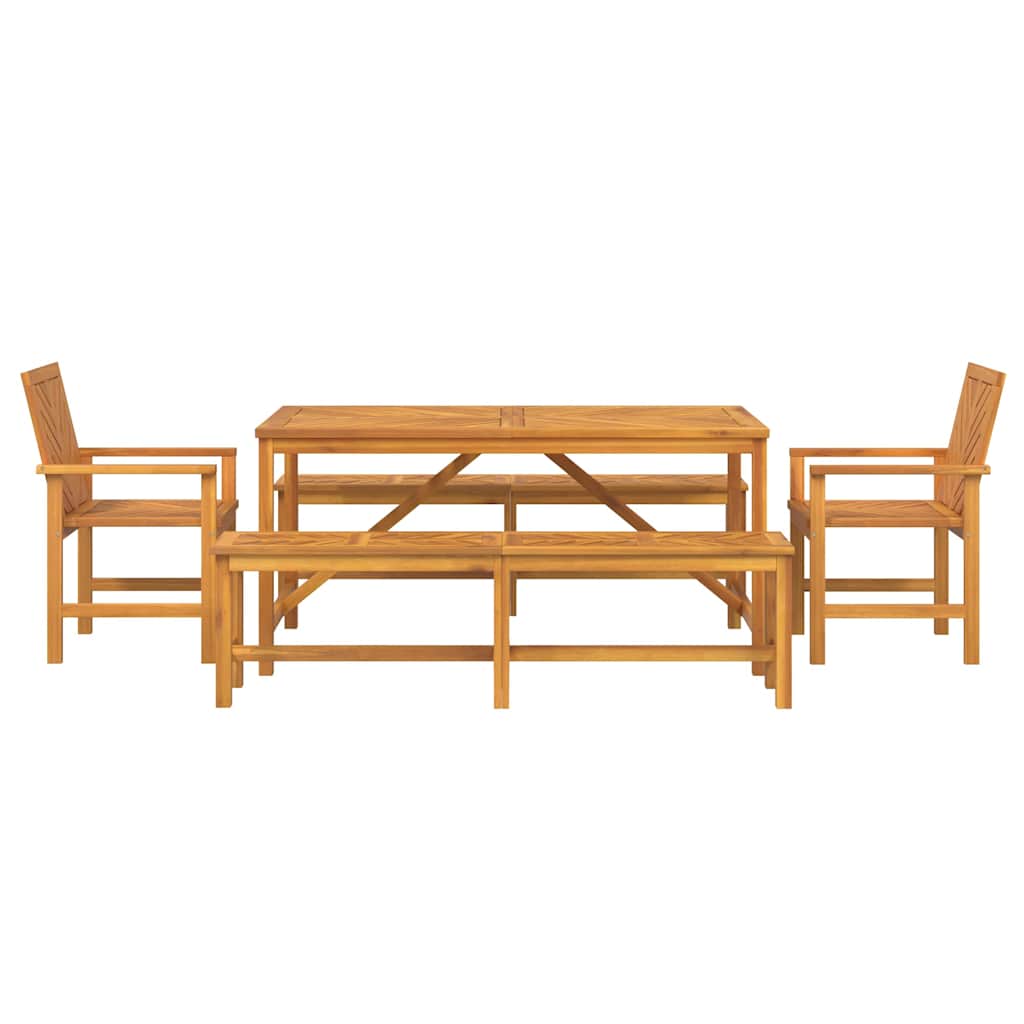 vidaXL Garden Dining Set 5 pcs Brown Solid Acacia Wood - 150 x 90 x 74 cm - 23582