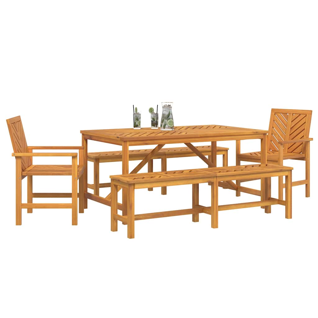 vidaXL Garden Dining Set 5 pcs Brown Solid Acacia Wood - 150 x 90 x 74 cm - 23582