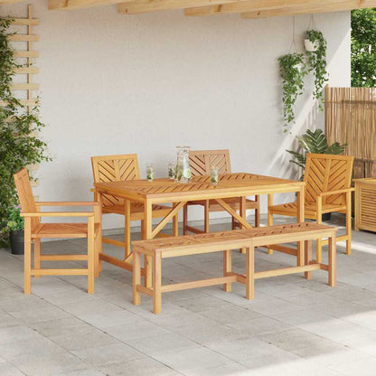 vidaXL Garden Dining Set 6 pcs Brown Solid Acacia Wood - 150 x 90 x 74 cm - 23587