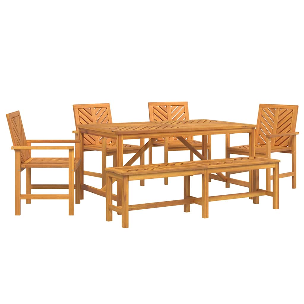 vidaXL Garden Dining Set 6 pcs Brown Solid Acacia Wood - 150 x 90 x 74 cm - 23587