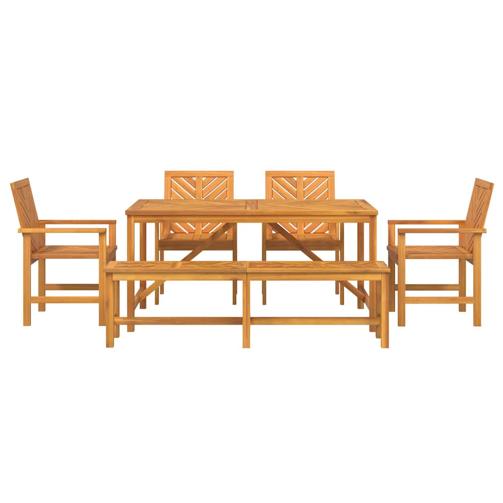vidaXL Garden Dining Set 6 pcs Brown Solid Acacia Wood - 150 x 90 x 74 cm - 23587