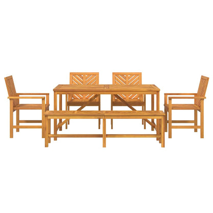 vidaXL Garden Dining Set 6 pcs Brown Solid Acacia Wood - 150 x 90 x 74 cm - 23587