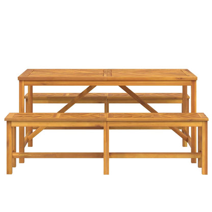 vidaXL Garden Dining Set 3 pcs Brown Solid Acacia Wood - 150 x 90 x 74 cm - 23588