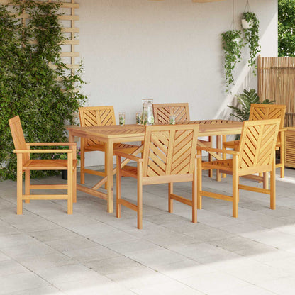 vidaXL Garden Dining Set 7 pcs Brown Solid Acacia Wood - 200 x 90 x 74 cm