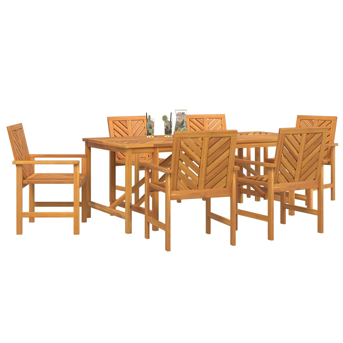 vidaXL Garden Dining Set 7 pcs Brown Solid Acacia Wood - 200 x 90 x 74 cm