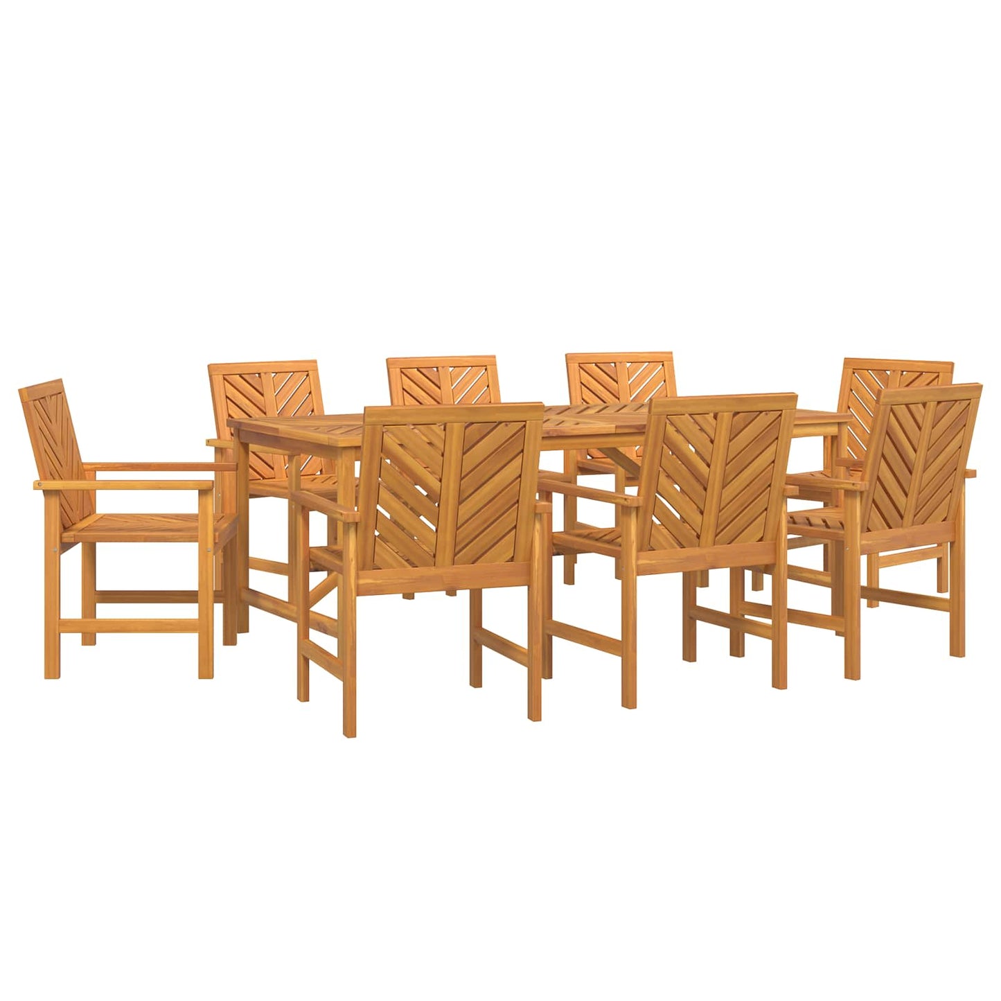 vidaXL Garden Dining Set 9 pcs Brown Solid Acacia Wood - 200 x 90 x 74 cm