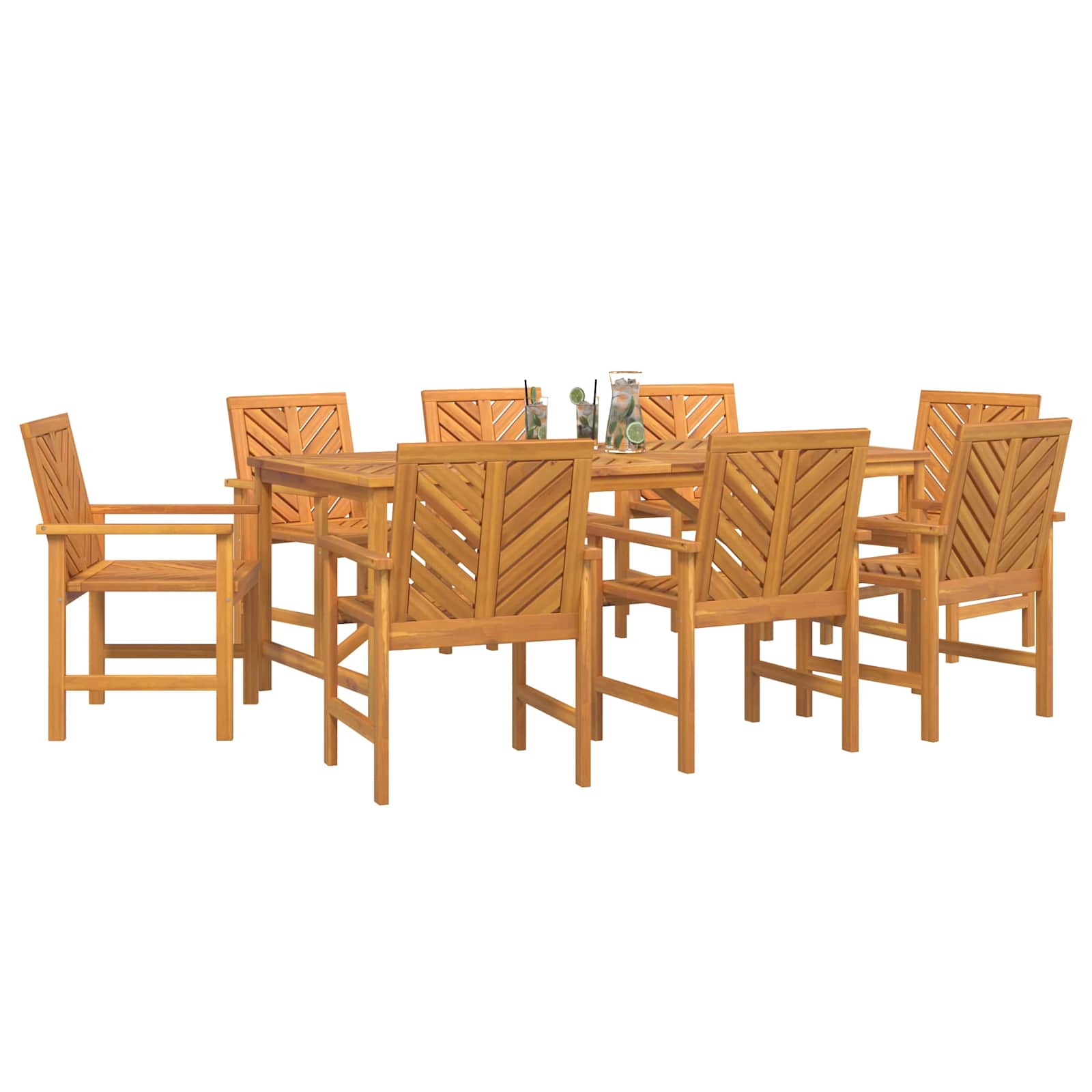 vidaXL Garden Dining Set 9 pcs Brown Solid Acacia Wood - 200 x 90 x 74 cm