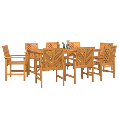 vidaXL Garden Dining Set 9 pcs Brown Solid Acacia Wood - 200 x 90 x 74 cm