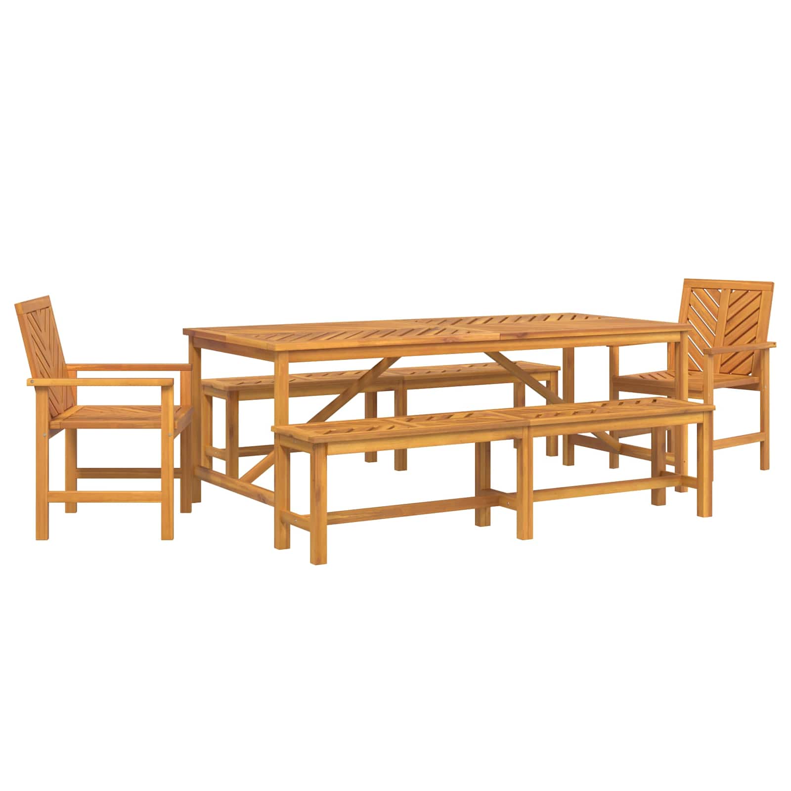vidaXL Garden Dining Set 5 pcs Brown Solid Acacia Wood - 200 x 90 x 74 cm
