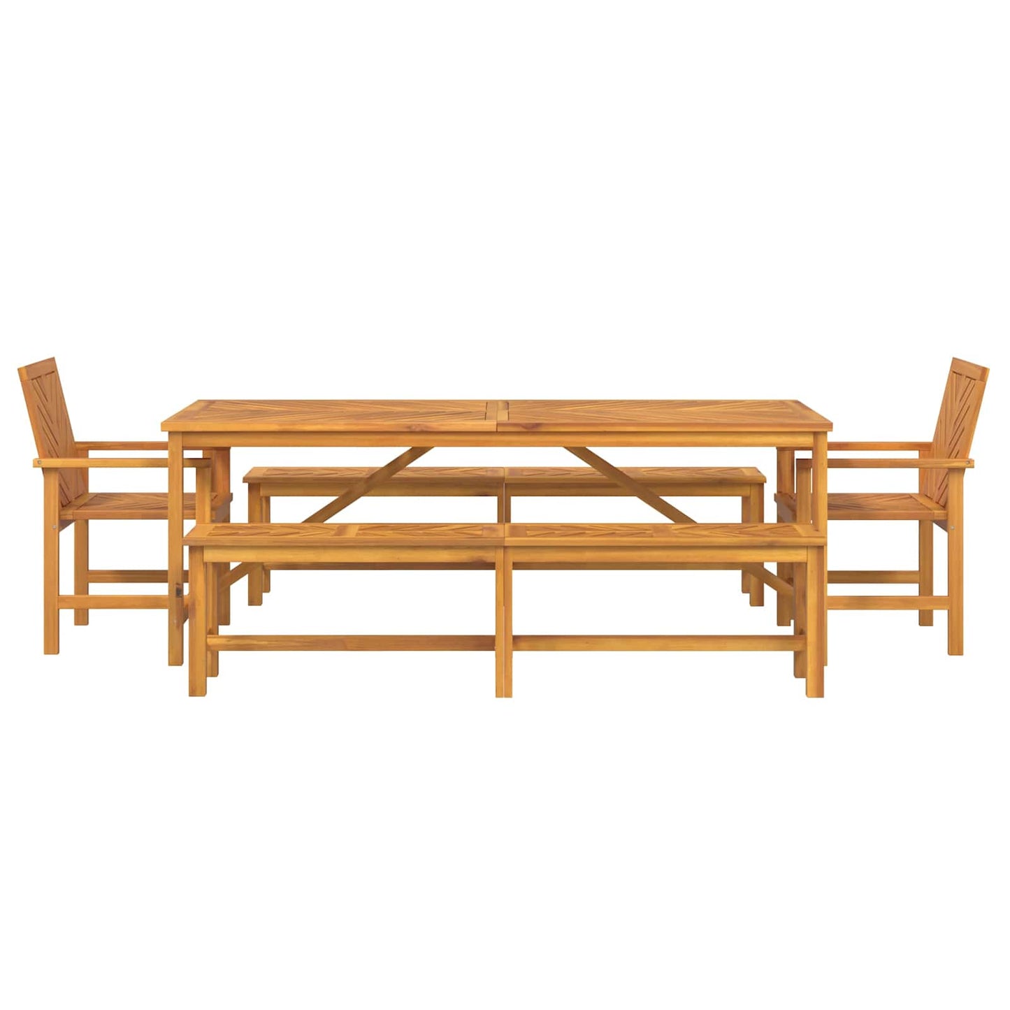 vidaXL Garden Dining Set 5 pcs Brown Solid Acacia Wood - 200 x 90 x 74 cm