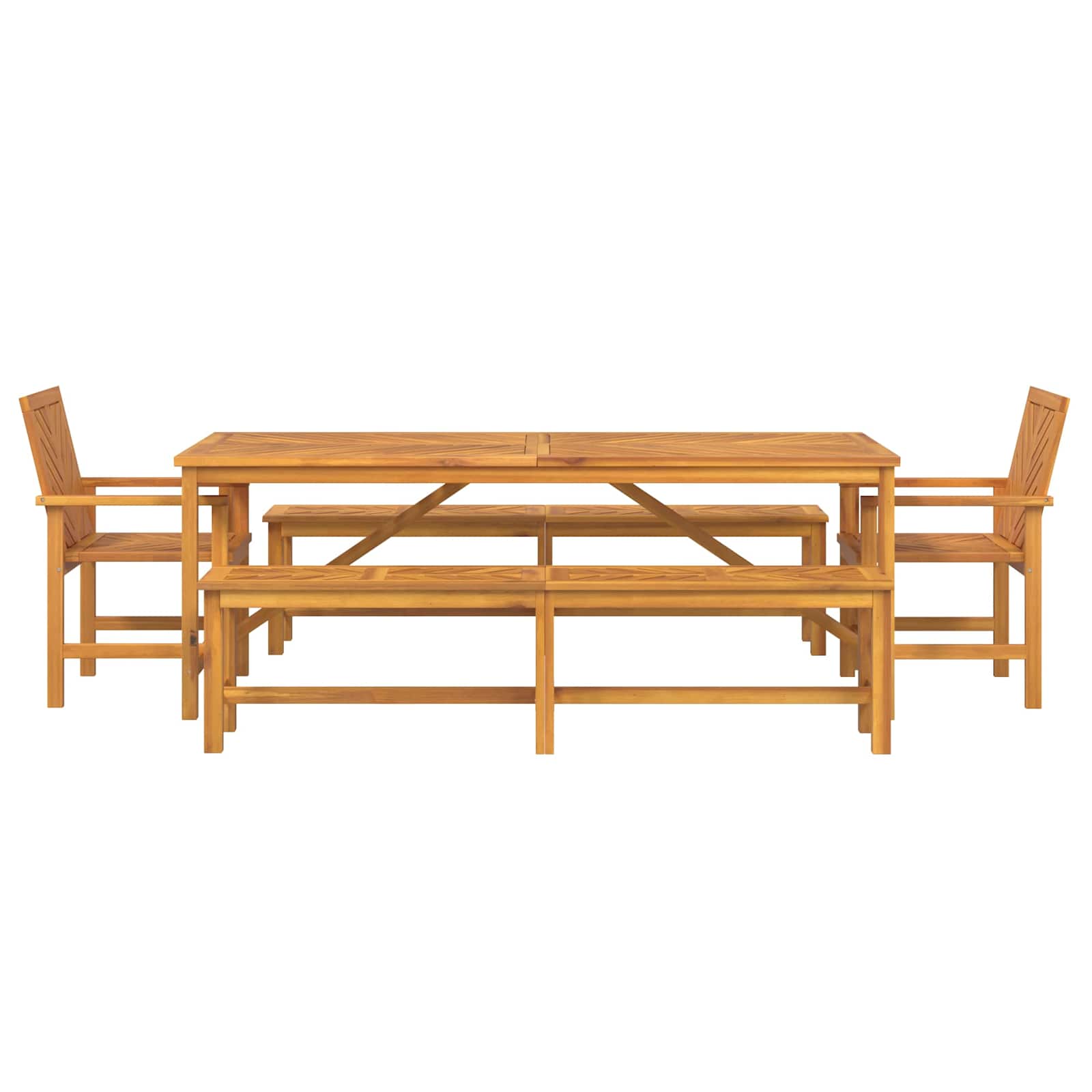 vidaXL Garden Dining Set 5 pcs Brown Solid Acacia Wood - 200 x 90 x 74 cm