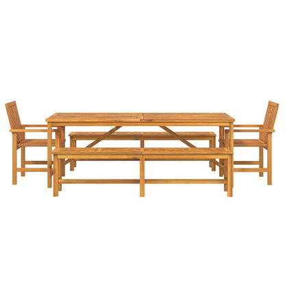 vidaXL Garden Dining Set 5 pcs Brown Solid Acacia Wood - 200 x 90 x 74 cm